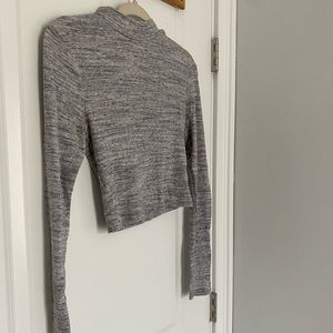 Grey Mock-Neck Long Sleeve Tee
